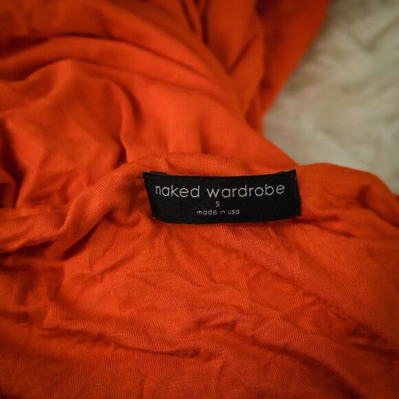 Naked Wardrobe Size Small S Orange Red Strapless Ruched Bodycon Knit Maxi Dress - Picture 4 of 7